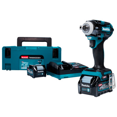 Аккумуляторный ударный гайковерт Makita XGT 40 V MAX TW005GD201, 2 акб BL4020 2.5 Ah и з/у DC40RA, в кейсе MakPac 2