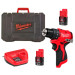Аккумуляторная дрель-шуруповерт Milwaukee M12 BLDDRC-202C, 2 акб M12 B2, з/у C12 C, кейс Kitbox