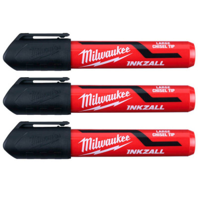 Набор маркеров с заостренным наконечником Milwaukee Inkzall L, черный, 3 шт