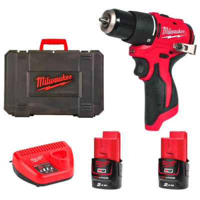Аккумуляторная ударная дрель-шуруповерт Milwaukee M12 BLPDRC-202С, 2 акб M12 B2, з/у C12 C, кейс Kitbox