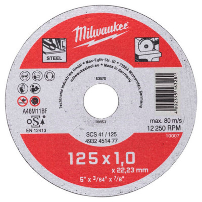 Круг отрезной по металлу Milwaukee SCS 41 125х1 мм