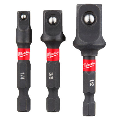 Набор переходников Milwaukee Shockwave 1/4"HEXх1/4"-3/8"-1/2" Square, 3 шт Набор переходников Milwaukee Shockwave 1/4"HEXх1/4"-3/8"-1/2" Square, 3 шт