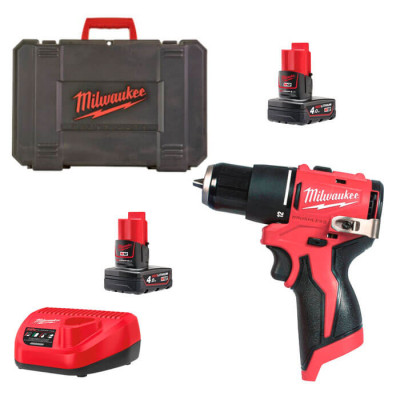 Аккумуляторная ударная дрель-шуруповерт Milwaukee M12 BLPDRC-402С, 2 акб M12 B4, з/у C12 C, кейс Kitbox