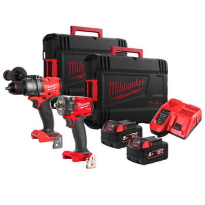 Набір акумуляторних інструментів Milwaukee M18 FPD3-0X, M18 FIW2F12-0X, 2 акб M18 B5, з/п M12-18 FC, 2 кейси HD