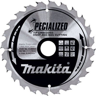 Пильный диск по древесине с гвоздями Makita Specialized 190x30 мм, 24Т