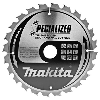 Пильный диск по древесине с гвоздями Makita Specialized 210x30 мм, 24Т