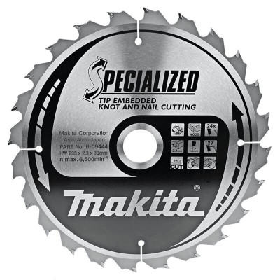 Пильный диск по древесине с гвоздями Makita Specialized 235x30 мм, 24Т