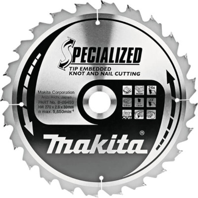 Пильный диск по древесине с гвоздями Makita Specialized 270x30 мм, 24Т