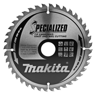 Пильный диск по древесине с гвоздями Makita Specialized 185x30 мм, 40Т